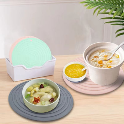 Circular Silicone Thermal Insulation Pad  NonSlip HeatResistant Dining  Table Mat 3