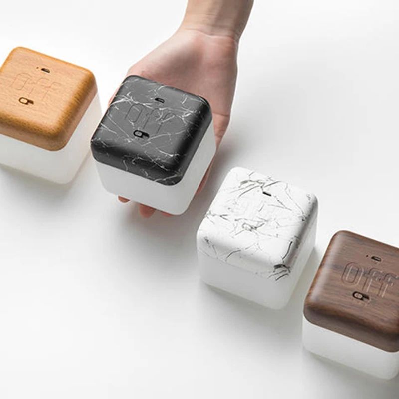 Flip Timer LED Cube Night Light – Minimalist Bedside & Desk Lamp