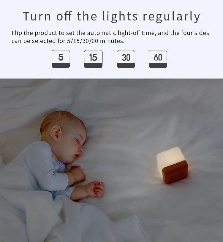 Flip Timer LED Cube Night Light  Minimalist Bedside  Desk Lamp 5