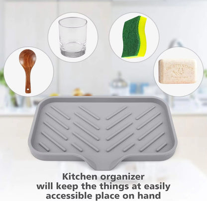 Premium Silicone Sink Soap  Sponge Tray  SelfDraining Counter Caddy For Kitchen Or Bathroom 2