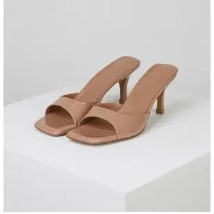 New Summer Slippers For Women Sexy Square Toe Thin Heels Large Size Casual Heel Shoes 5