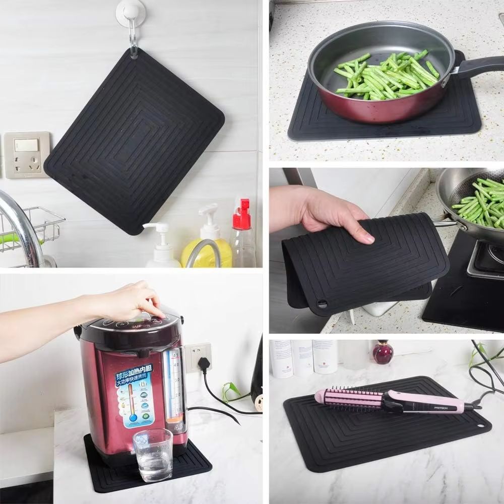 Silicone Square Hot Plate Mat  Heat Resistant Non Slip Pot Mat For Kitchen  Dining Tables 3