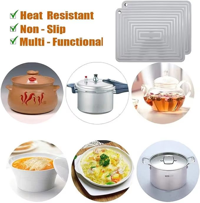 Silicone Square Hot Plate Mat  Heat Resistant Non Slip Pot Mat For Kitchen  Dining Tables 4