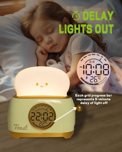 Kawaii Toaster Digital Alarm Clock With LED Night Light  Touch Control 1