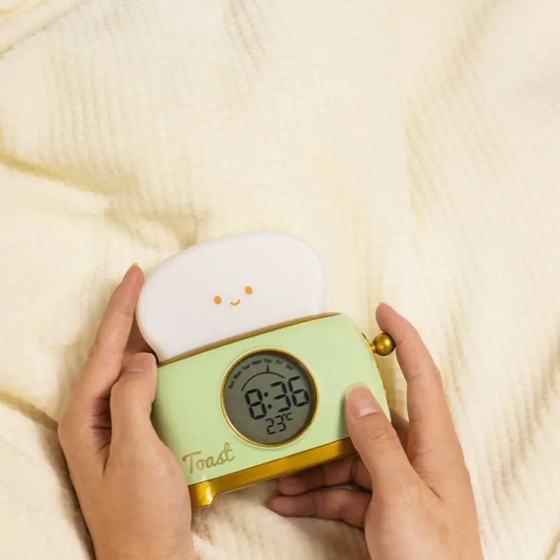 Kawaii Toaster Digital Alarm Clock With LED Night Light  Touch Control 4