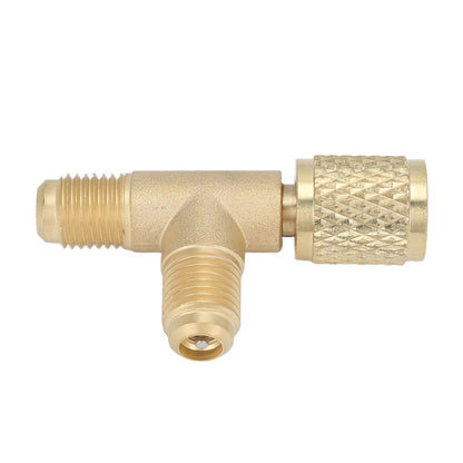 Quick Coupler Tee Adapter  14in SAE Brass Valve Core Tee For R22R12R134 Systems 4