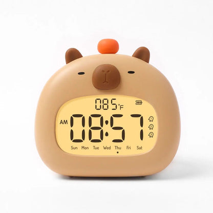 Cute Capybara Alarm Clock with Night Light & Timer – Kids Bedroom Multifunction Clock