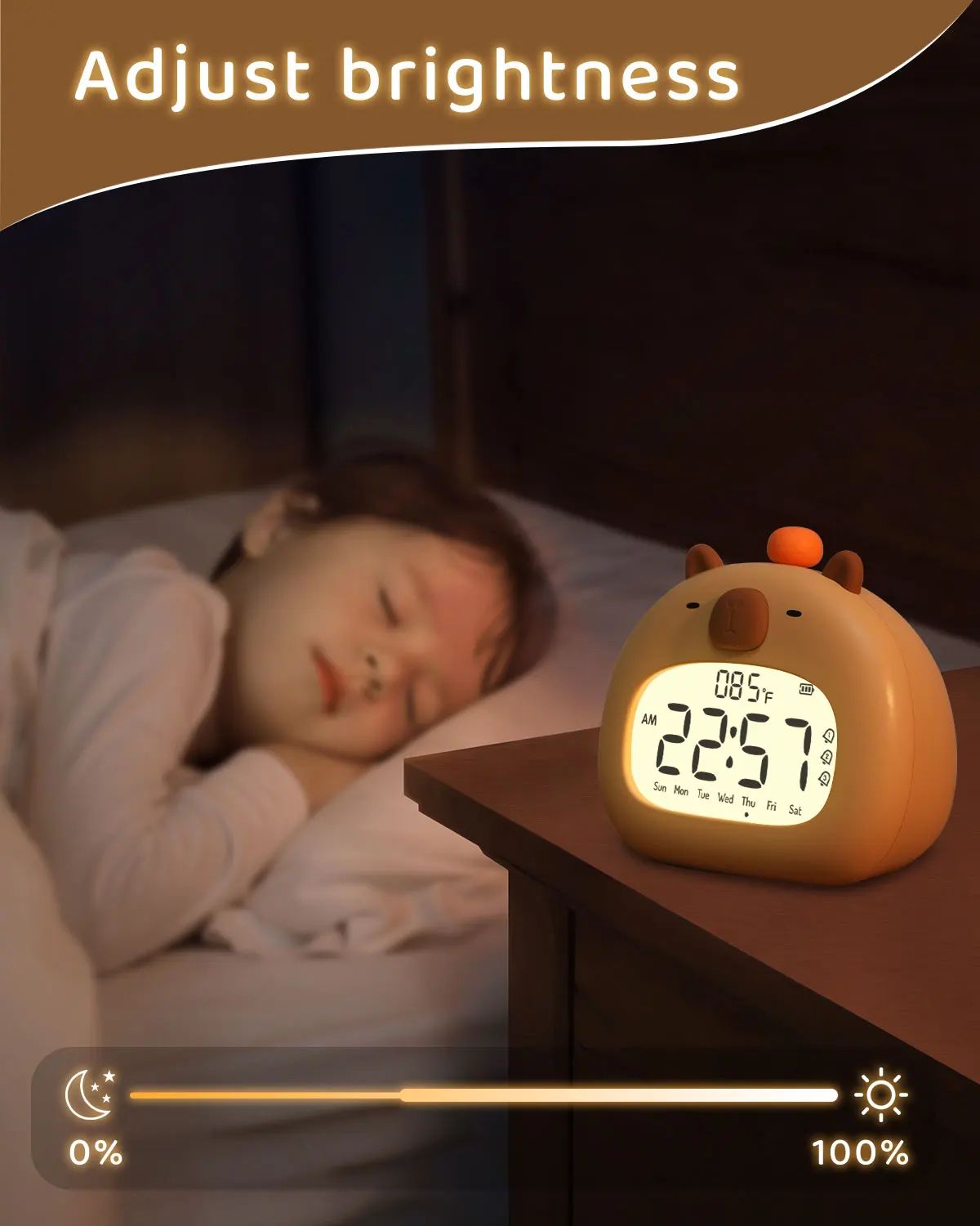 Cute Capybara Alarm Clock With Night Light  Timer  Kids Bedroom Multifunction Clock 2