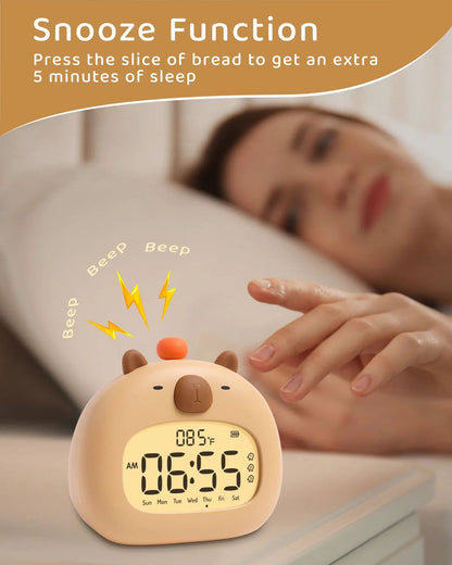 Cute Capybara Alarm Clock With Night Light  Timer  Kids Bedroom Multifunction Clock 6