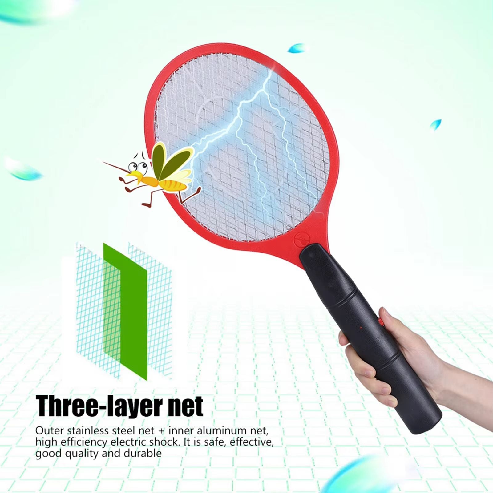 Electric Fly Swatter Racket  Cordless Battery Powered Bug Zapper For Flies And Mosquitoes 1