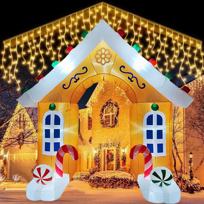 Inflatable Toys Christmas Decorations, House Archway LED Lights, Model Ornament Xmas Party Decor Outdoor Display Gift