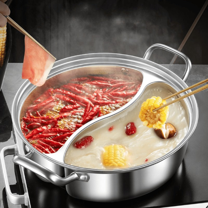 Stainless Steel Dual Flavor Hot Pot Mandarin Duck Pot Thickened Design For Home Cooking 3