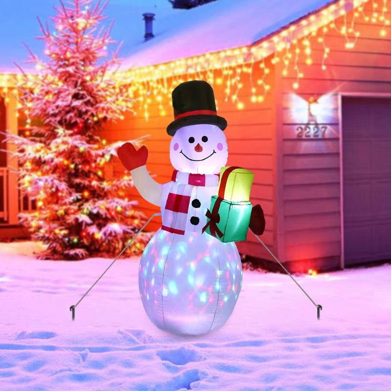 Christmas Inflatable Snowman Airblown Decor LED Light Christmas Outdoor Garden Doorway Ornaments Pa 1