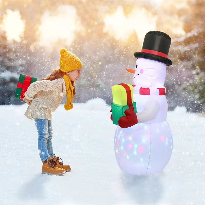 Christmas Inflatable Snowman Airblown Decor LED Light Christmas Outdoor Garden Doorway Ornaments Pa 2