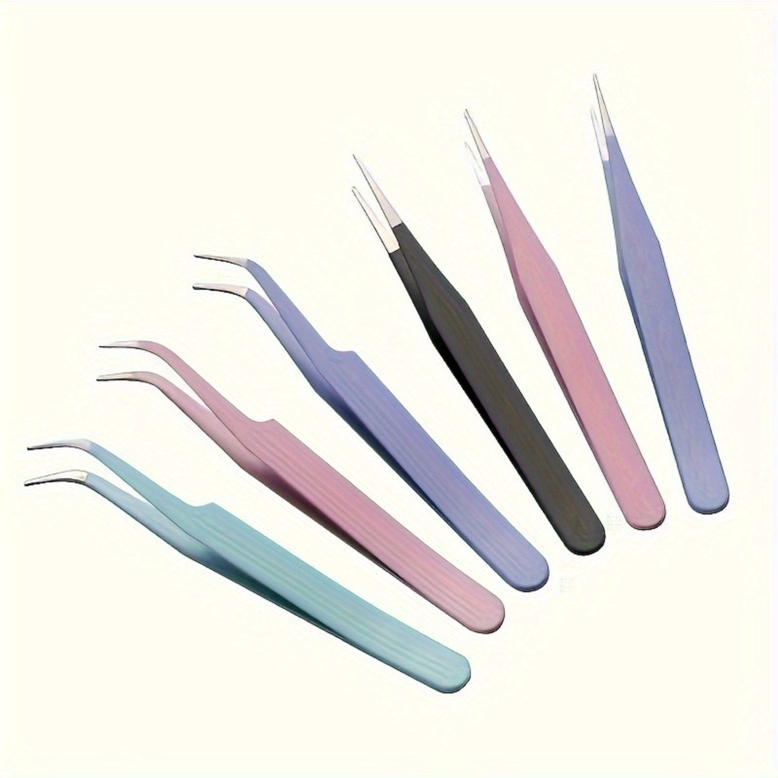 Precision Stainless Steel Tweezers for Scrapbook, Curved and Straight Heads, Colorful Options in Pink, Blue, Purple