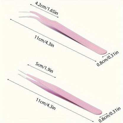 Precision Stainless Steel Tweezers for Scrapbook, Curved and Straight Heads, Colorful Options in Pink, Blue, Purple