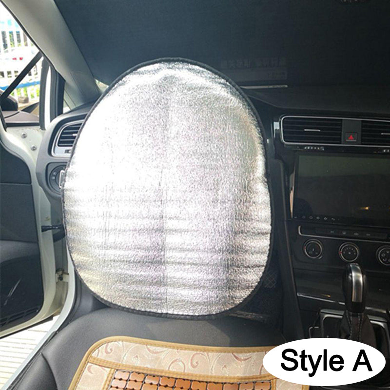 Car Steering Wheel Sun Shade Double Thick Sun Protection AntiUV Foldable Sunscreen Cover Silver Car 2