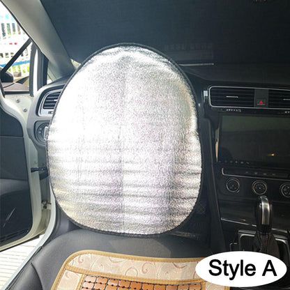 Car Steering Wheel Sun Shade Double Thick Sun Protection AntiUV Foldable Sunscreen Cover Silver Car 2