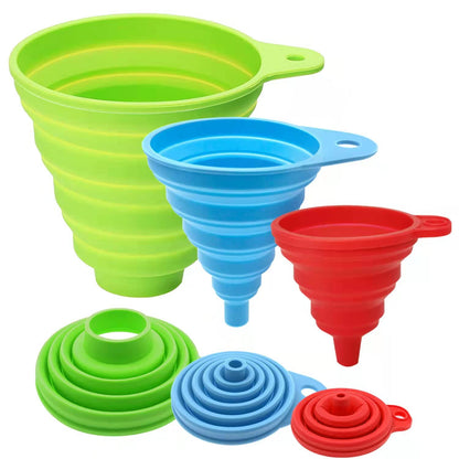 Silicone Funnels for Kitchen Use, Set for Liquid, Powder Transfer, Mini, Small, and Wide Mouth Funnels