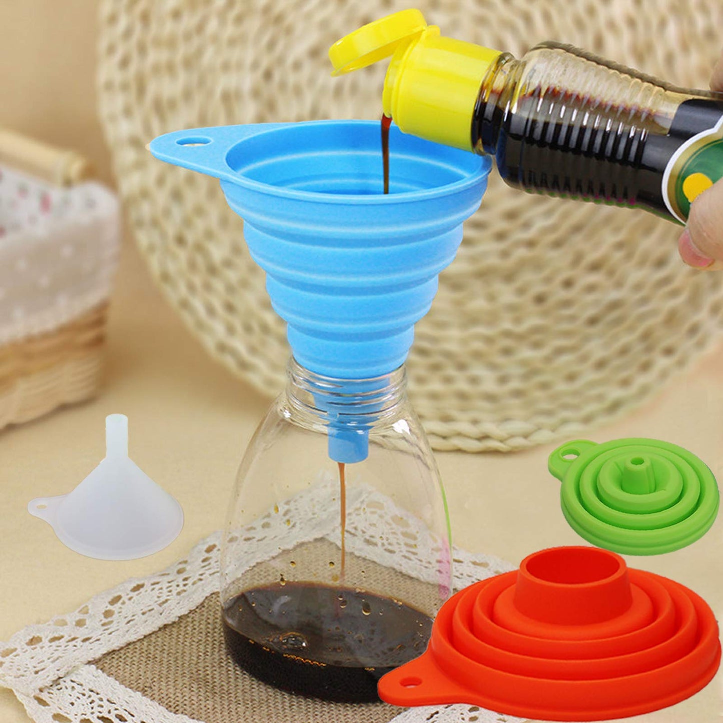 Silicone Funnels For Kitchen Use 3 Pcs Set For Liquid Powder Transfer Mini Small And Wide Mouth Fun 1