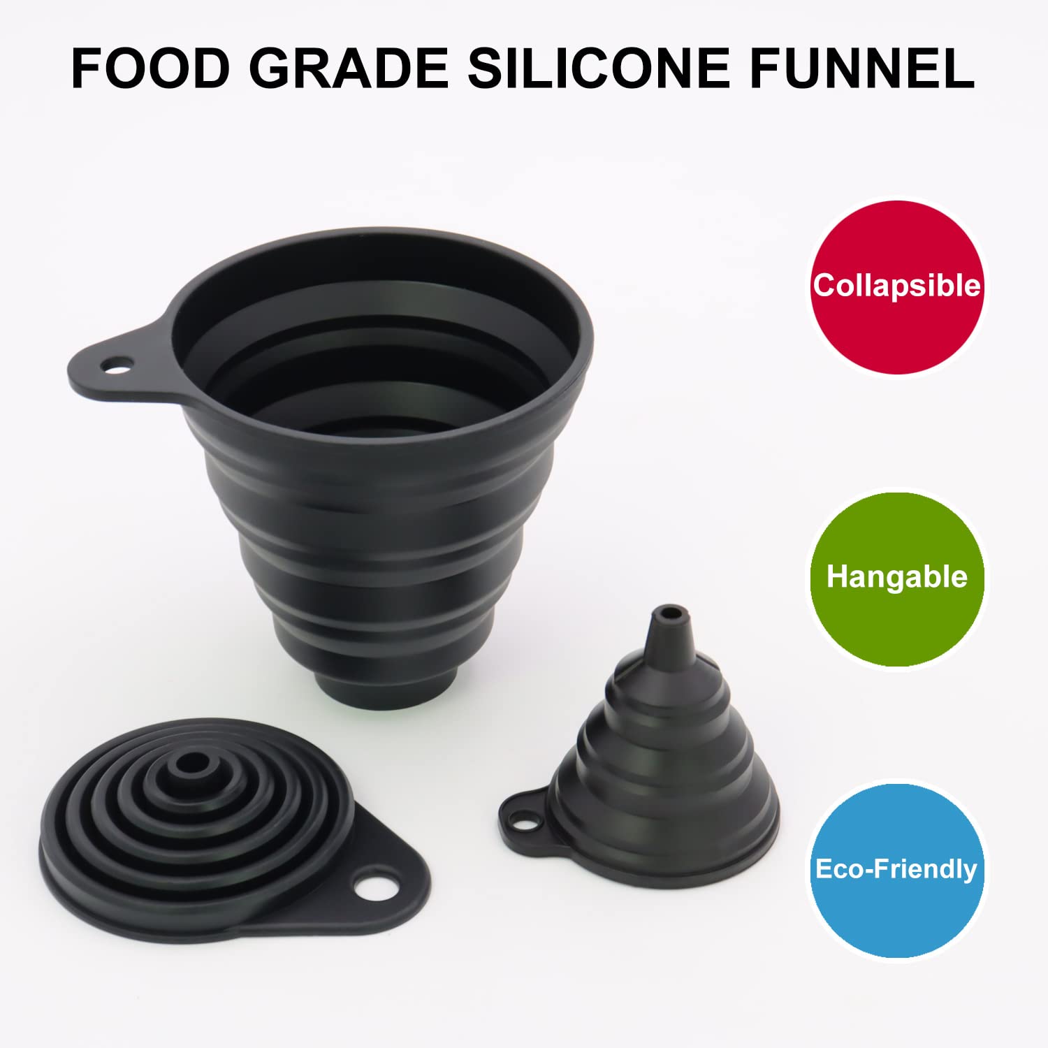 Silicone Funnels For Kitchen Use 3 Pcs Set For Liquid Powder Transfer Mini Small And Wide Mouth Fun 3