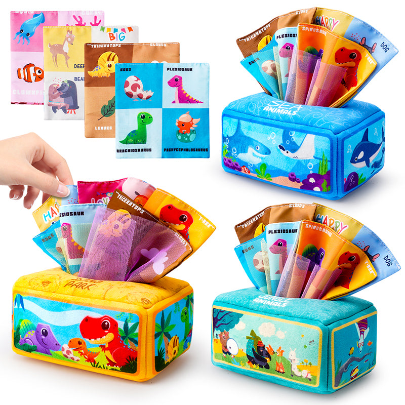Montessori Puzzle Baby Cloth Toy Early Education Paper Towel Tissue Box 2