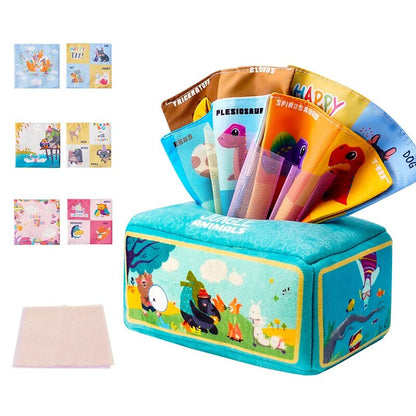 Montessori Puzzle Baby Cloth Toy Early Education Paper Towel Tissue Box 6