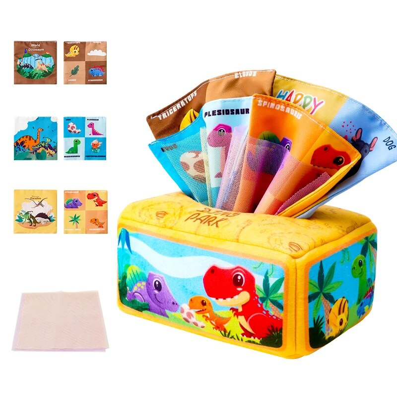 Montessori Puzzle Baby Cloth Toy Early Education Paper Towel Tissue Box 7