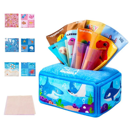 Montessori Puzzle Baby Cloth Toy Early Education Paper Towel Tissue Box 8