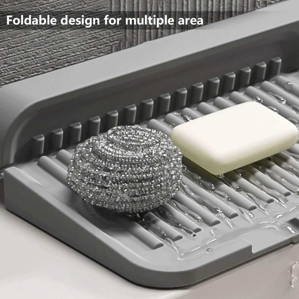Faucet Mat for Kitchen Sink, Fast Drying Silicone Draining Tray, Stone Sink Accessories for Countertop, Drain Rack