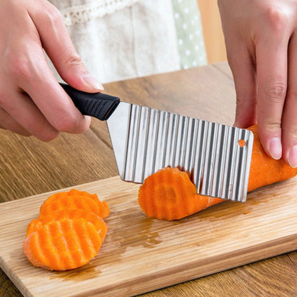 Stainless Steel Potato Chip Slicer Wavy Dough Vegetable Cutter French Fry Maker Tool 1