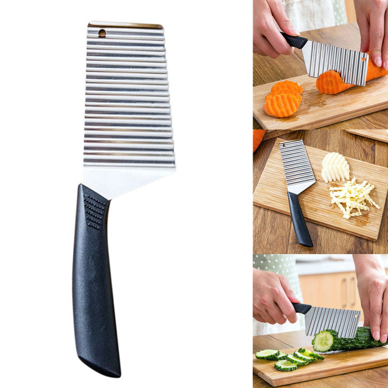 Stainless Steel Potato Chip Slicer Wavy Dough Vegetable Cutter French Fry Maker Tool 3