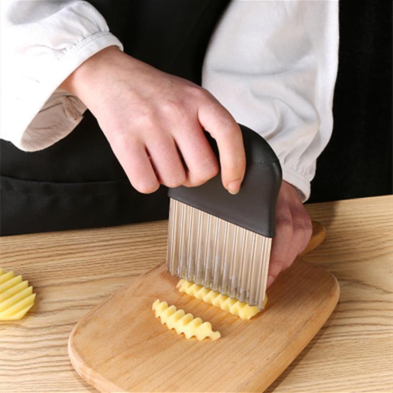 Stainless Steel Potato Chip Slicer Wavy Dough Vegetable Cutter French Fry Maker Tool 4
