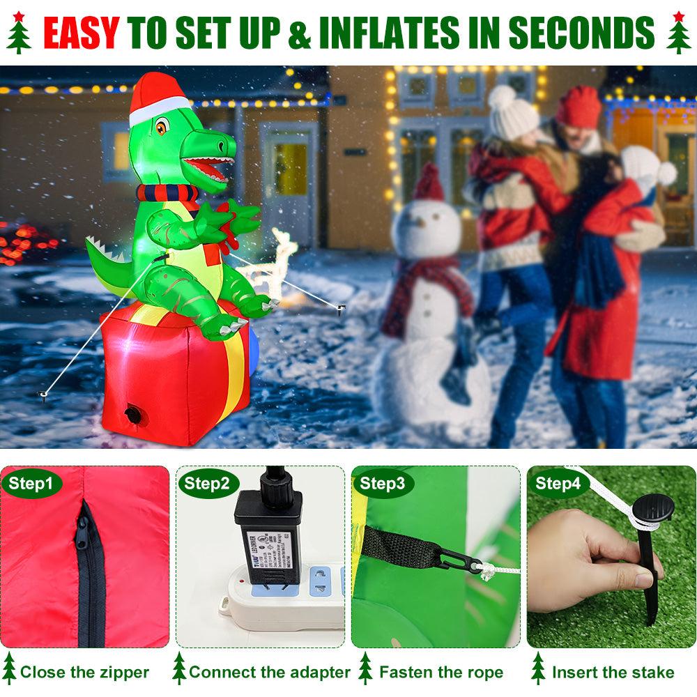 Dinosaur Christmas Inflatables Outdoor Decorations Xmas Blow Up Yard Decorations For Christmas Indo 3