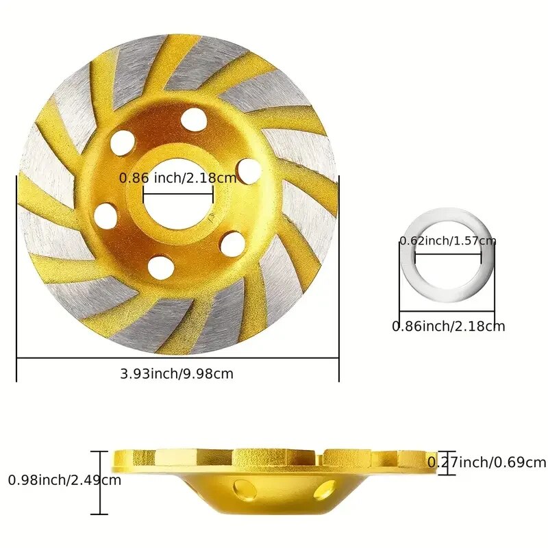 Concrete Turbo Diamond Grinding Cup, Heavy Duty Angle Grinder Wheels for Precision Cutting