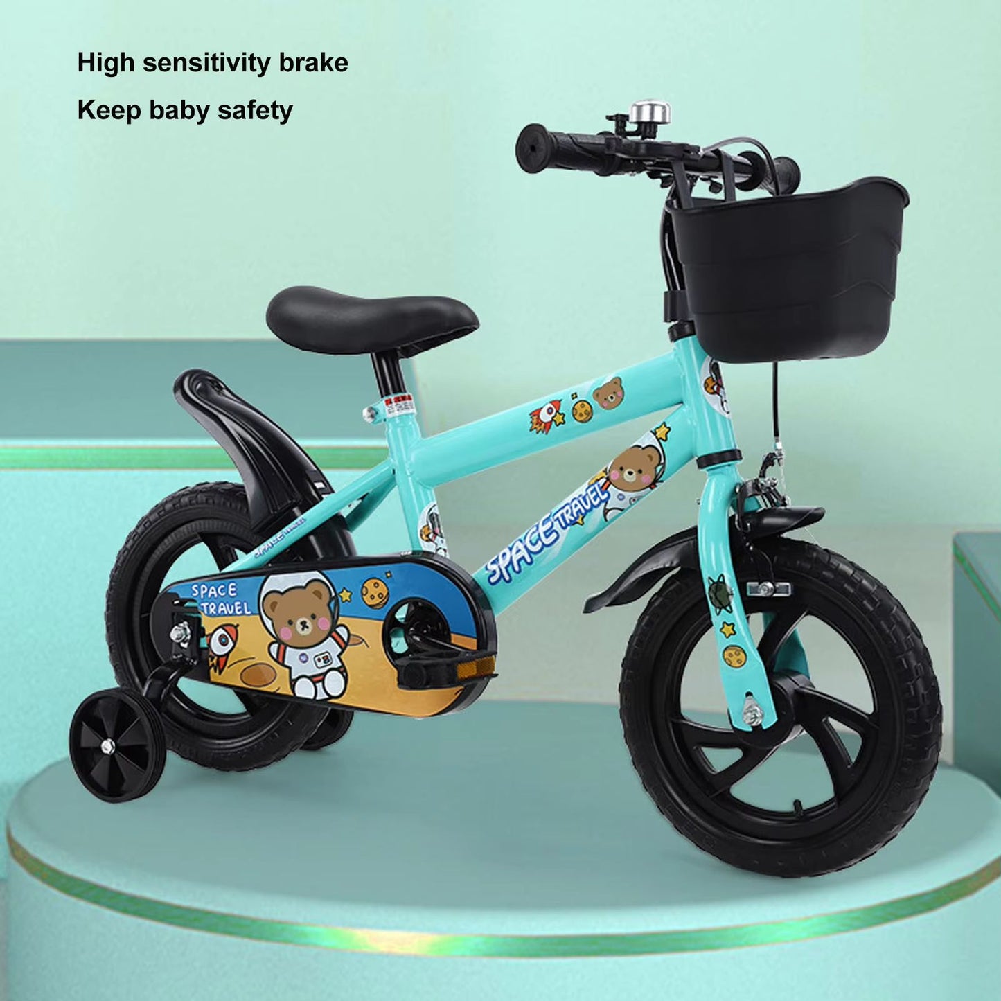 12 Inch Kids Bike With Training Wheels  Stable High Carbon Steel Toddler Bicycle Green 1