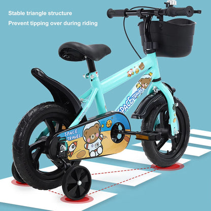 12 Inch Kids Bike With Training Wheels  Stable High Carbon Steel Toddler Bicycle Green 2