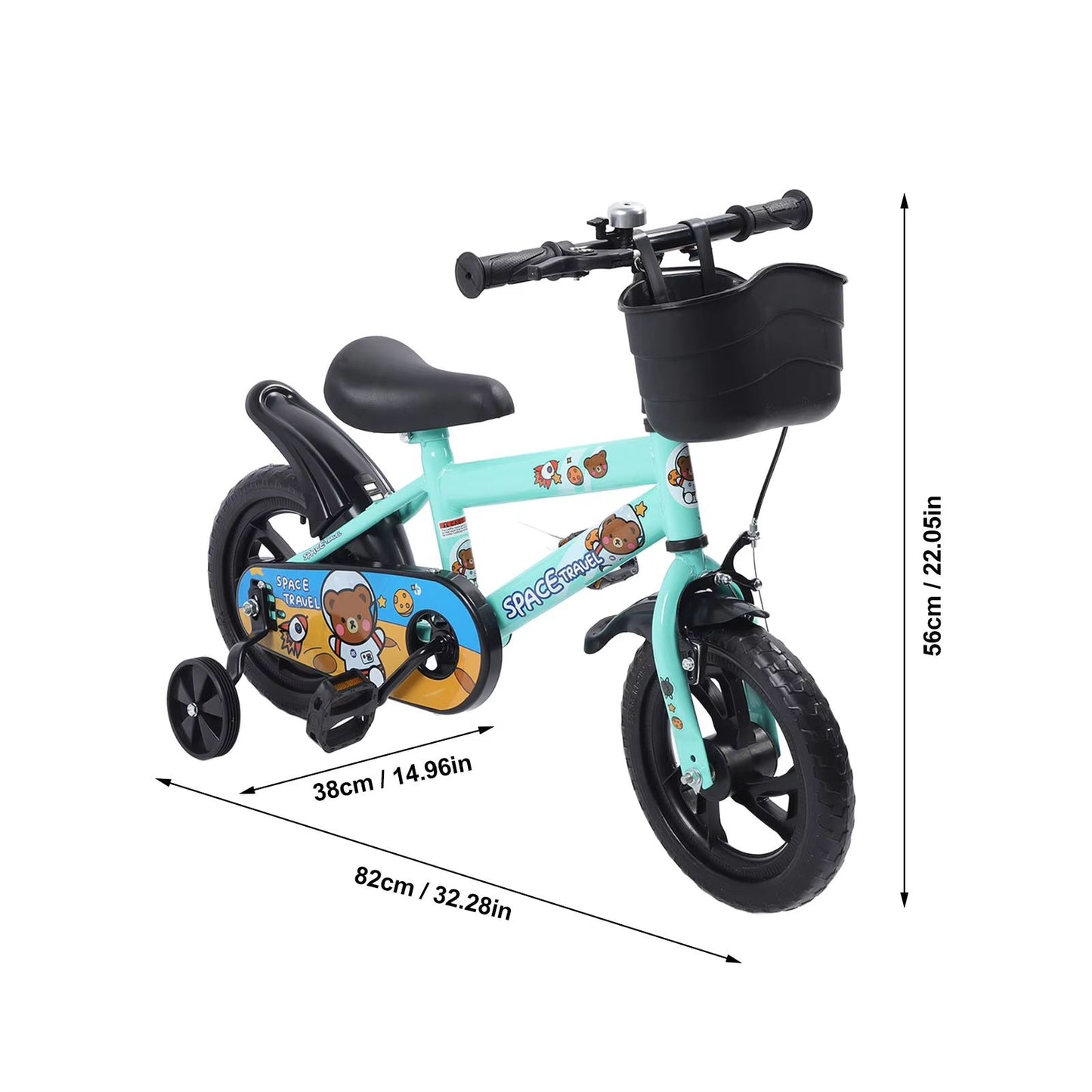 12 Inch Kids Bike With Training Wheels  Stable High Carbon Steel Toddler Bicycle Green 5