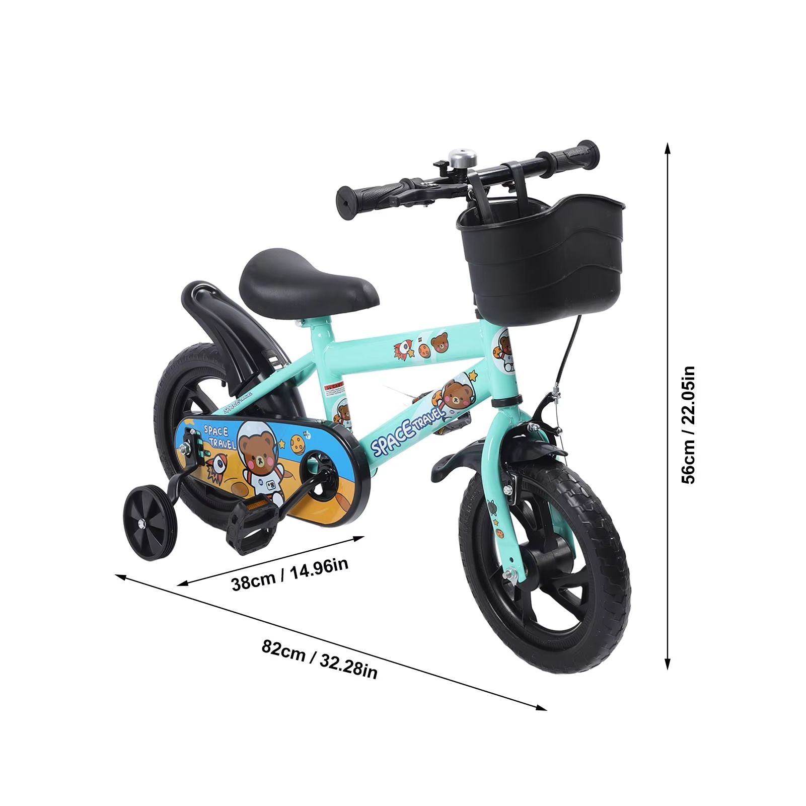 12 Inch Kids Bike With Training Wheels  Stable High Carbon Steel Toddler Bicycle Green 5