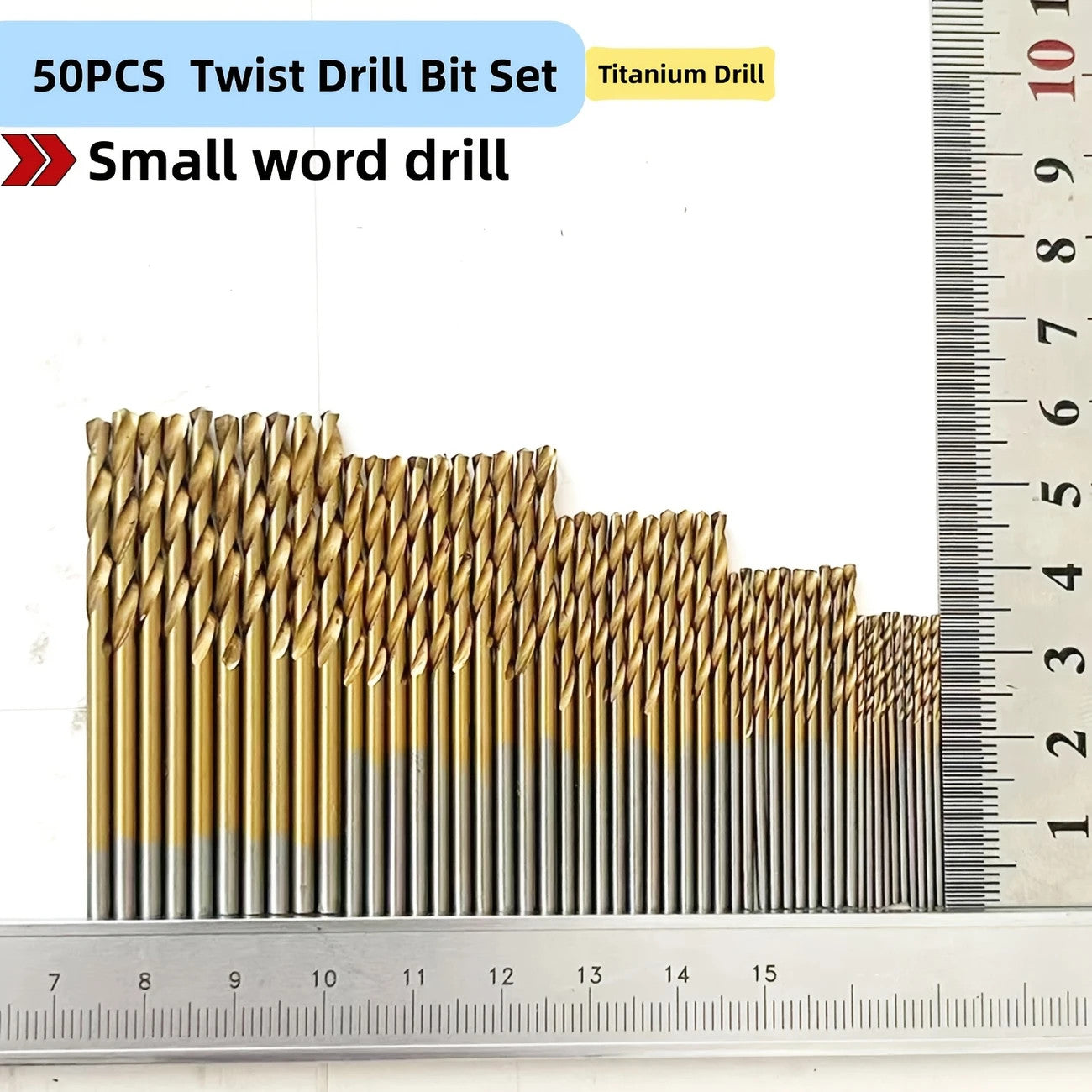 Electric Drill Tool Set, Small Titanium Plated Twist Drill Bits for DIY Woodwork and Open Drilling