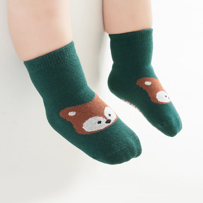 Cute Cartoon Kids NonSlip Socks Fox And Bear Pattern Comfortable Toddler Floor Socks For Boys And G 2