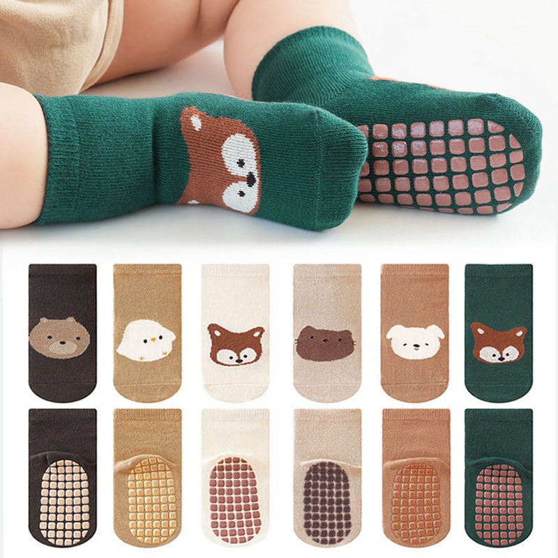 Cute Cartoon Kids NonSlip Socks Fox And Bear Pattern Comfortable Toddler Floor Socks For Boys And G 5