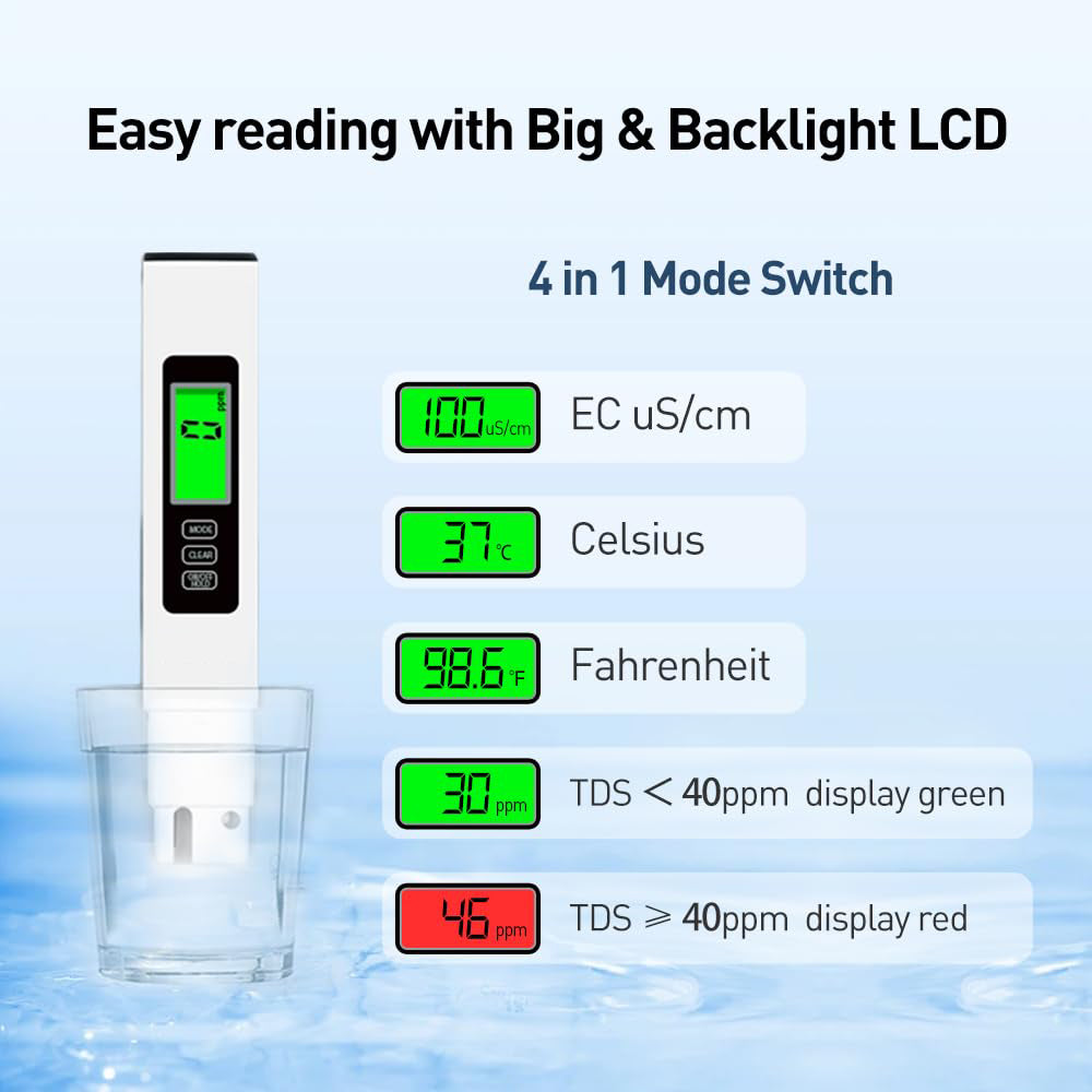 Meter Digital Water Quality Tester With Temperature EC PPM For Drinking Water And Leather Case 3