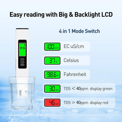 Meter Digital Water Quality Tester With Temperature EC PPM For Drinking Water And Leather Case 3
