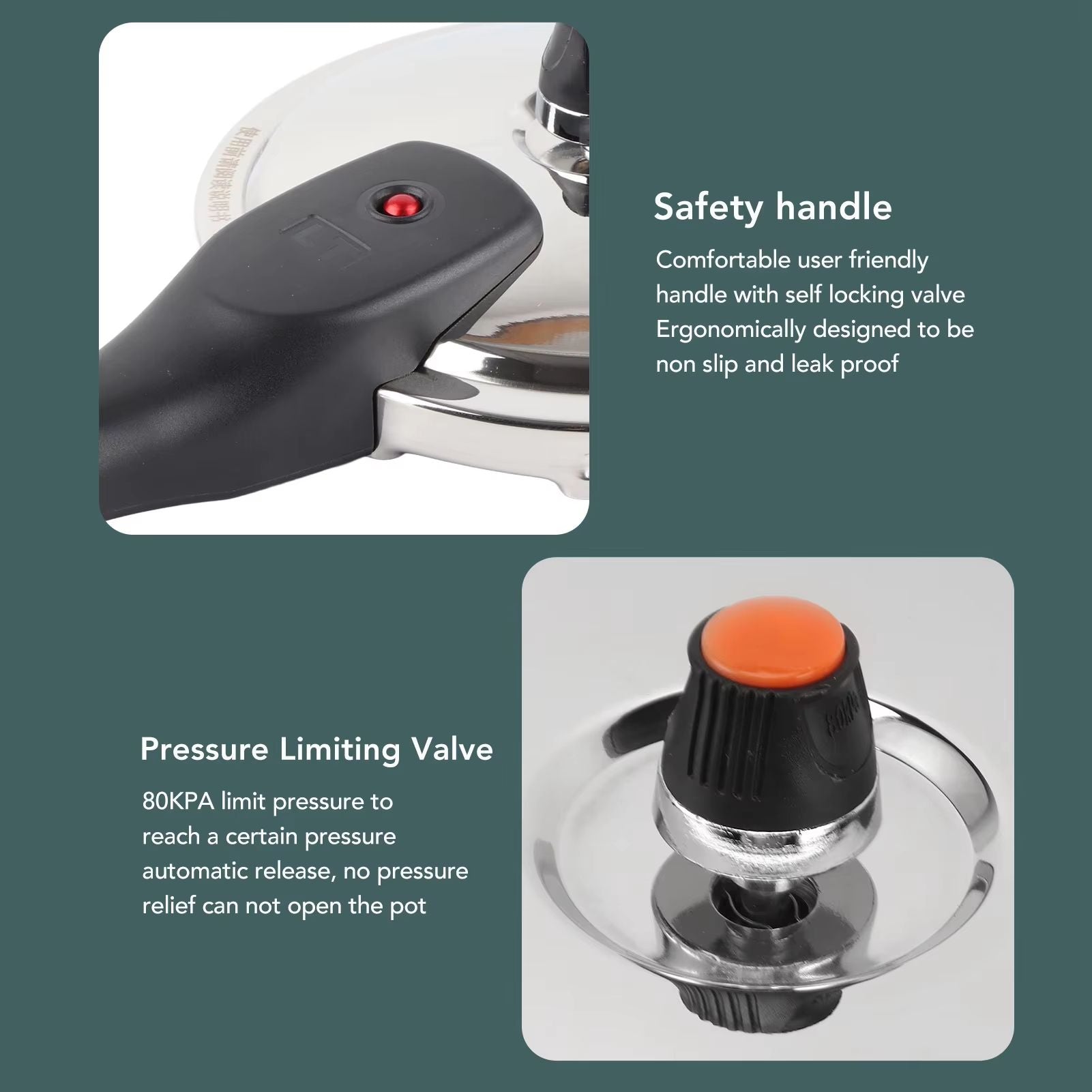 Stainless Steel Pressure Cooker With Safety Valve  80 KPa ExplosionProof Multifunctional Cooking Po 2