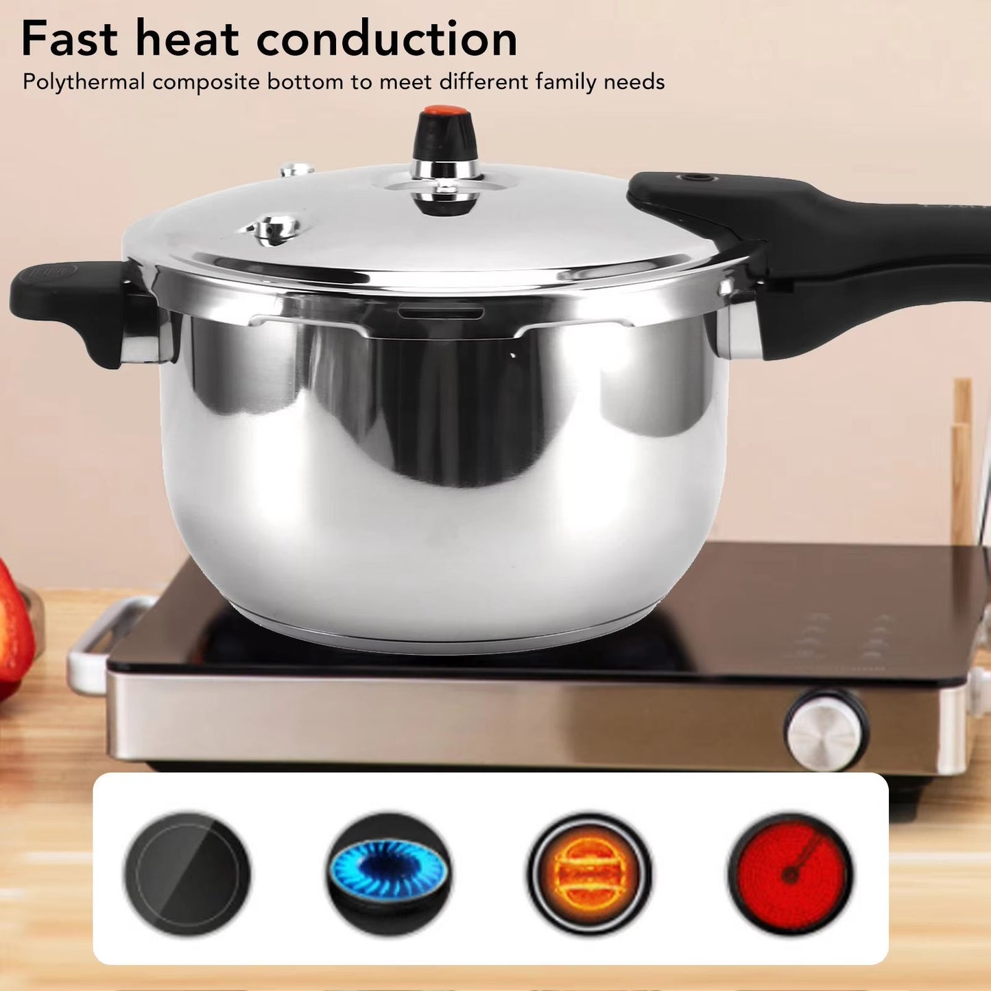 Stainless Steel Pressure Cooker With Safety Valve  80 KPa ExplosionProof Multifunctional Cooking Po 5