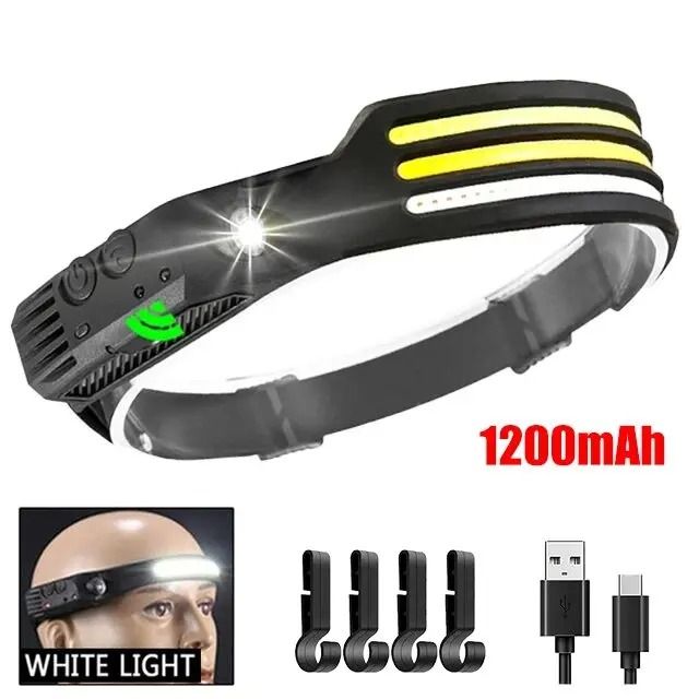 COB LED Headlamp Induction Rechargeable Head Light For Outdoor Use 7