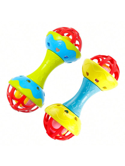 Random Color Baby Rattles, Toddler Double-Headed Hand Grip, Soothing Baby Nibbling Toys