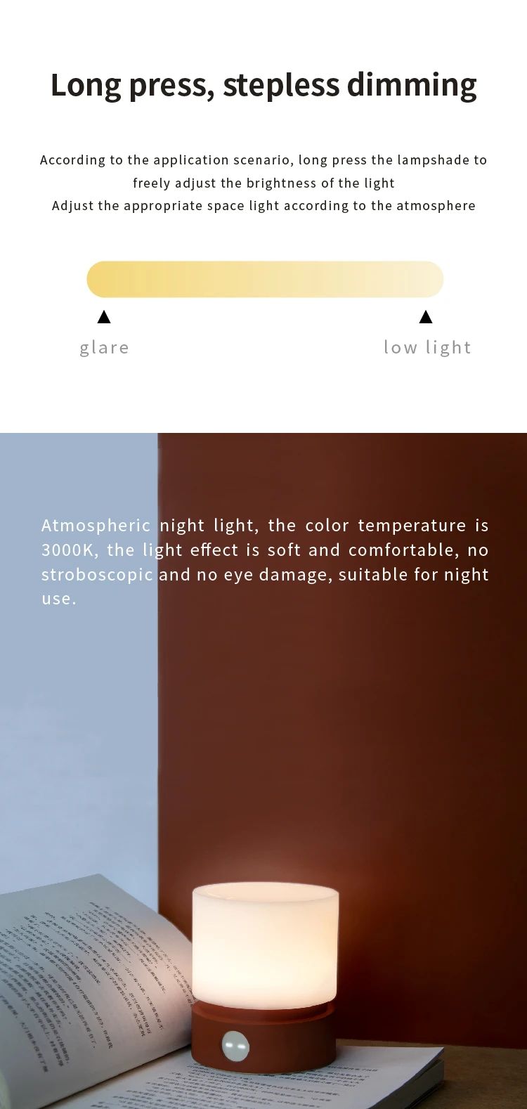 Minimalist Rotating LED Night Light  Table  Desk Lamp With Timer 7