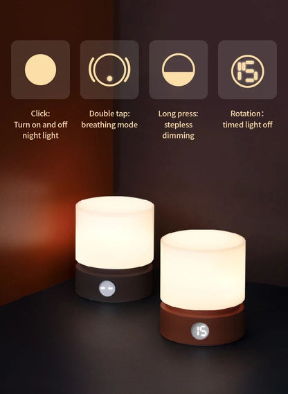 Minimalist Rotating LED Night Light  Table  Desk Lamp With Timer 10
